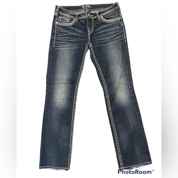 Silvers Berkley Flap Jeans EUC Button Pockets Dark Denim - Picture 6 of 12